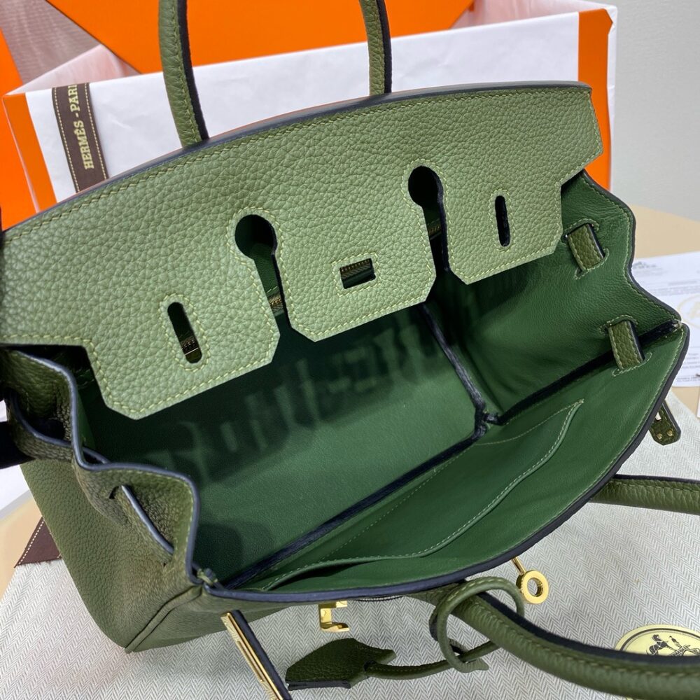 Hermes Birkin 25cm Bag Togo Leather Gold Green