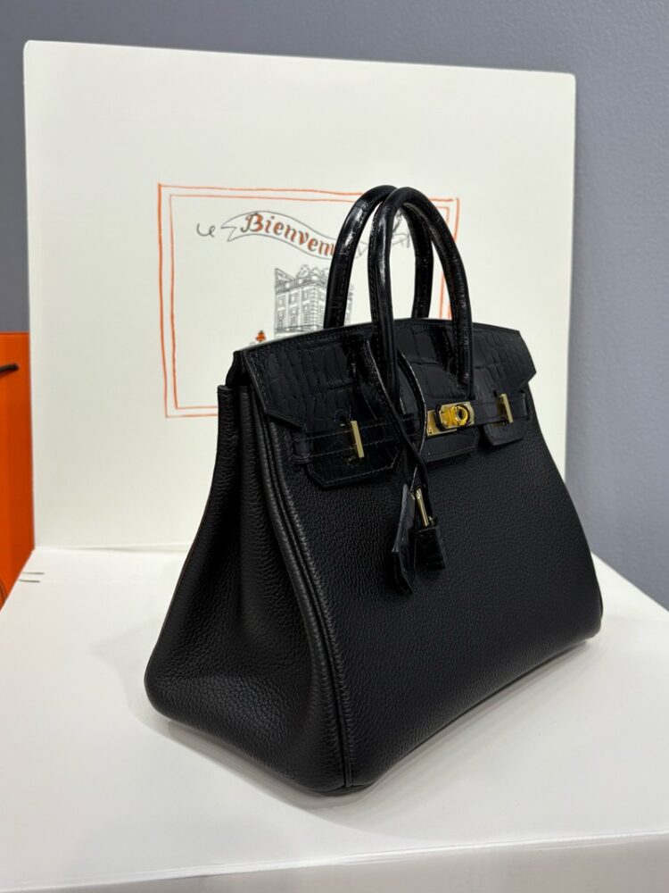 Hermes Birkin 25cm Bag Togo Leather and Shiny Nile Crocodile Leather