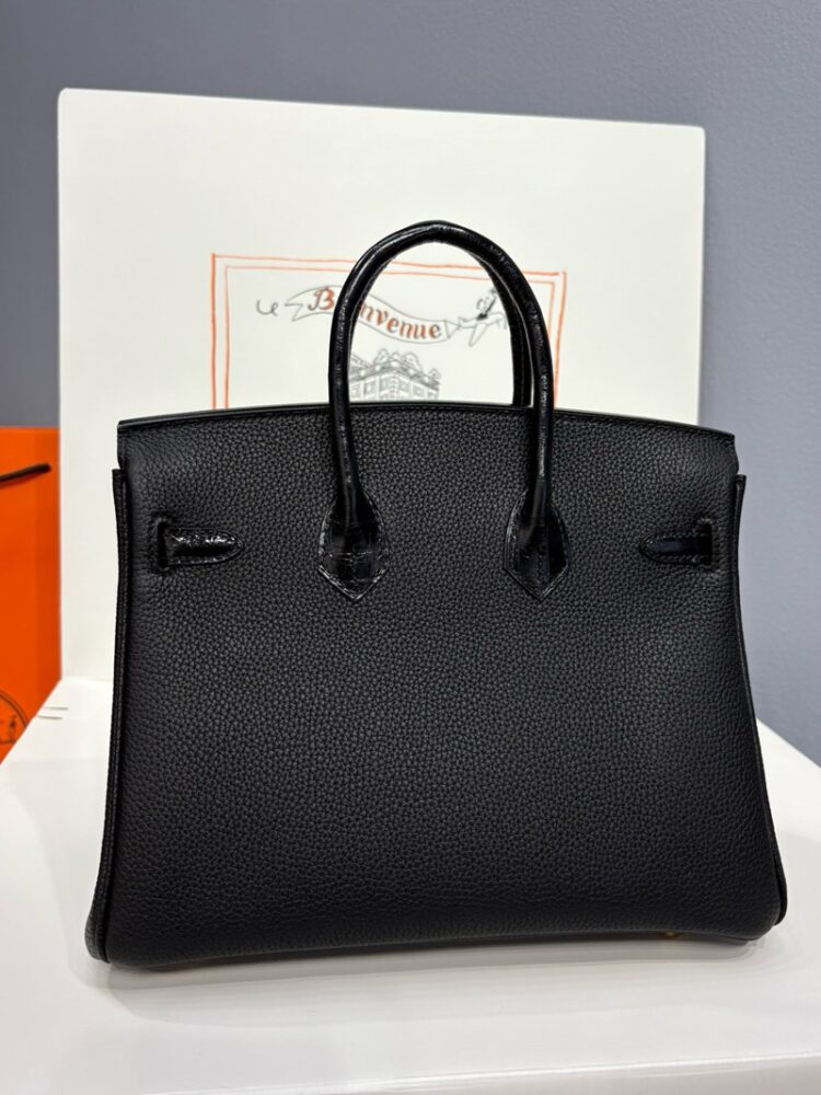 Hermes Birkin 25cm Bag Togo Leather and Shiny Nile Crocodile Leather