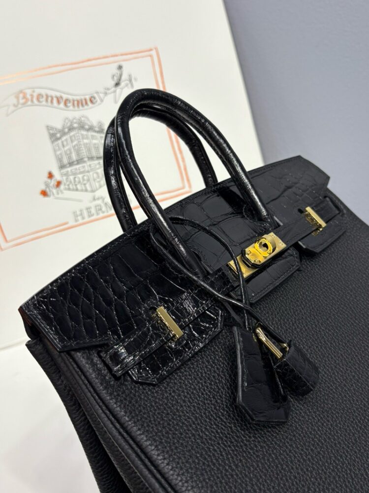Hermes Birkin 25cm Bag Togo Leather and Shiny Nile Crocodile Leather