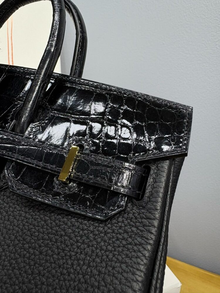 Hermes Birkin 25cm Bag Togo Leather and Shiny Nile Crocodile Leather