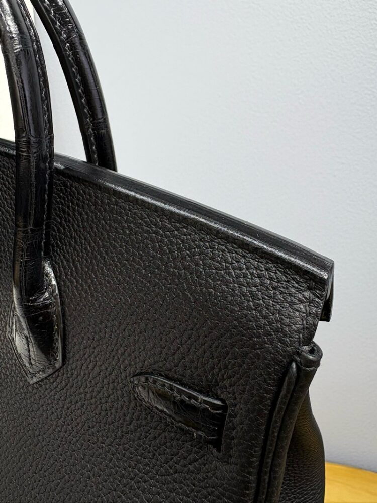 Hermes Birkin 25cm Bag Togo Leather and Shiny Nile Crocodile Leather