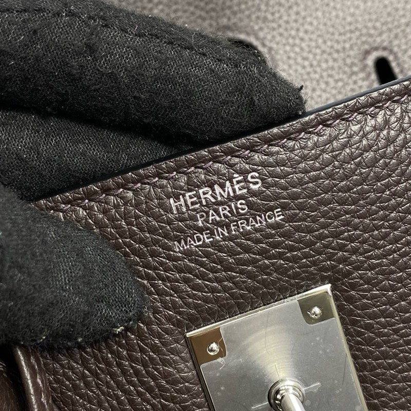 Hermes Birkin 30cm Bag Togo Leather Silver Black