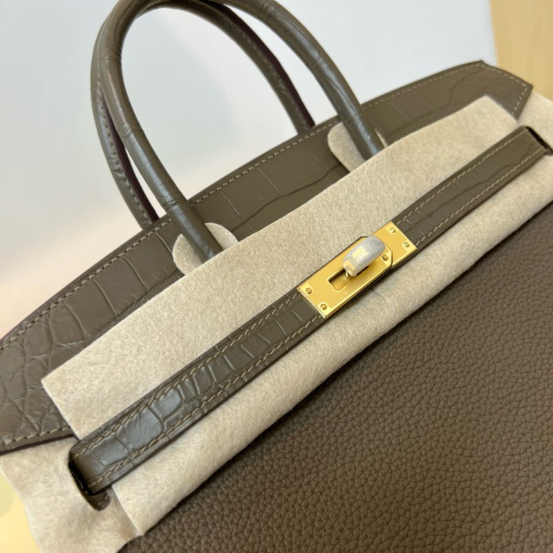 Hermes Birkin Touch Bag 25cm Togo and Niloticus Crocodile Leather