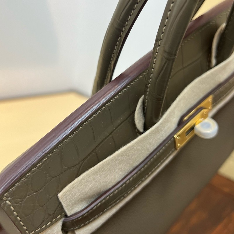 Hermes Birkin Touch Bag 25cm Togo and Niloticus Crocodile Leather