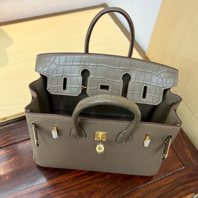 Hermes Birkin Touch Bag 25cm Togo and Niloticus Crocodile Leather