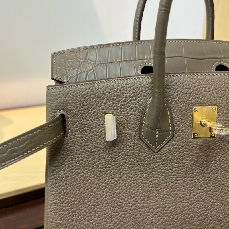 Hermes Birkin Touch Bag 25cm Togo and Niloticus Crocodile Leather