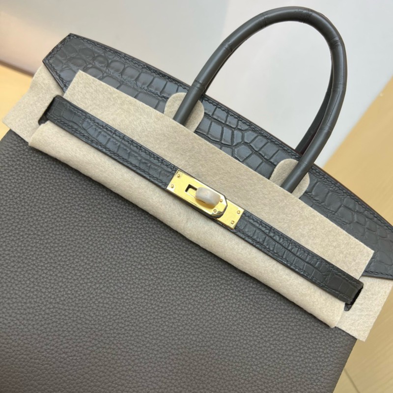 Hermes Birkin Touch Bag 25cm Togo and Niloticus Crocodile Leather