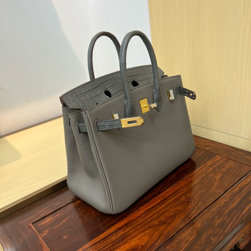Hermes Birkin Touch Bag 25cm Togo and Niloticus Crocodile Leather