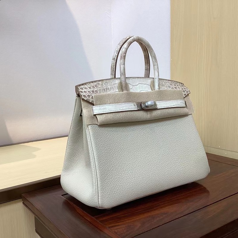 Hermes Birkin Touch Bag 25cm Togo and Niloticus Crocodile Leather