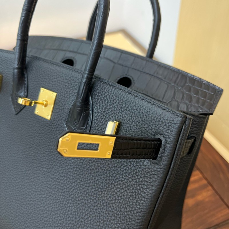 Hermes Birkin Touch Bag 25cm Togo and Niloticus Crocodile Leather