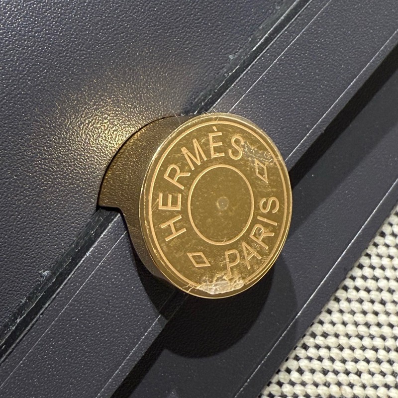 Hermes Mini Herbag Bag 20cm Canvas and Calfskin Leather
