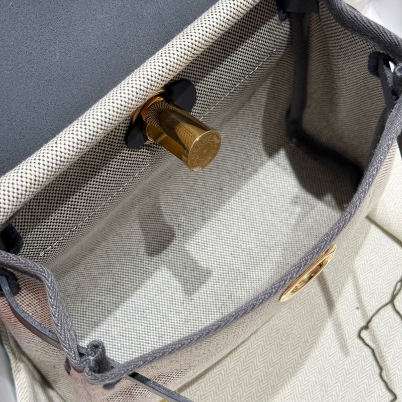 Hermes Mini Herbag Bag 20cm Canvas and Calfskin Leather