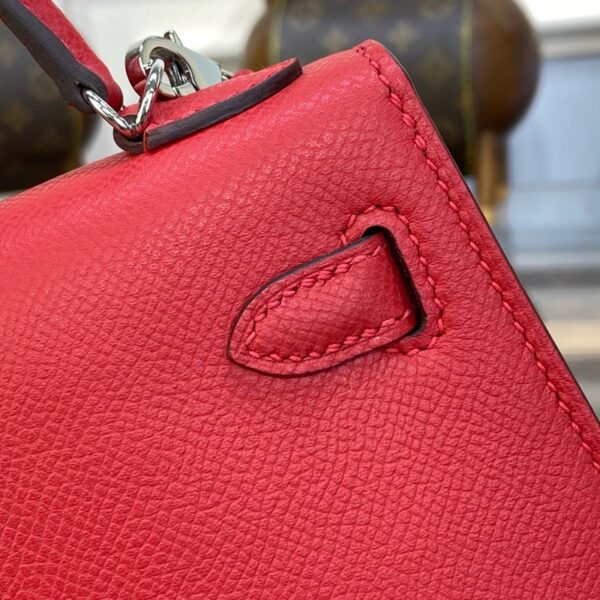 Hermes Mini Kelly II Bag 19cm Original Calfskin Leather Silver 08