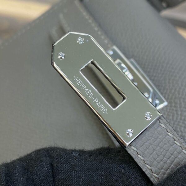 Hermes Mini Kelly II Bag 19cm Original Calfskin Leather Silver 09