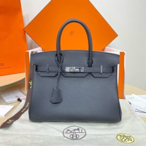 Hermes Birkin 30cm Bag Togo Leather Silver Hardware Black