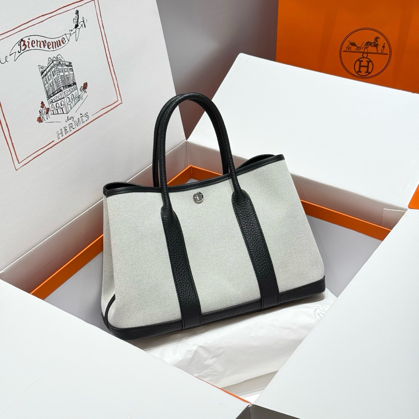 Hermes Garden Party 30cm Bag Canvas Negonda Leather
