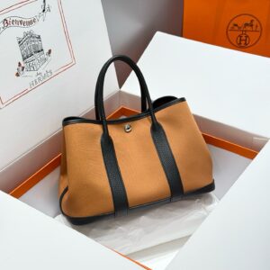 Hermes Garden Party 30cm Bag Canvas Negonda Leather 05