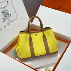 Hermes Garden Party 30cm Bag Canvas Negonda Leather 08
