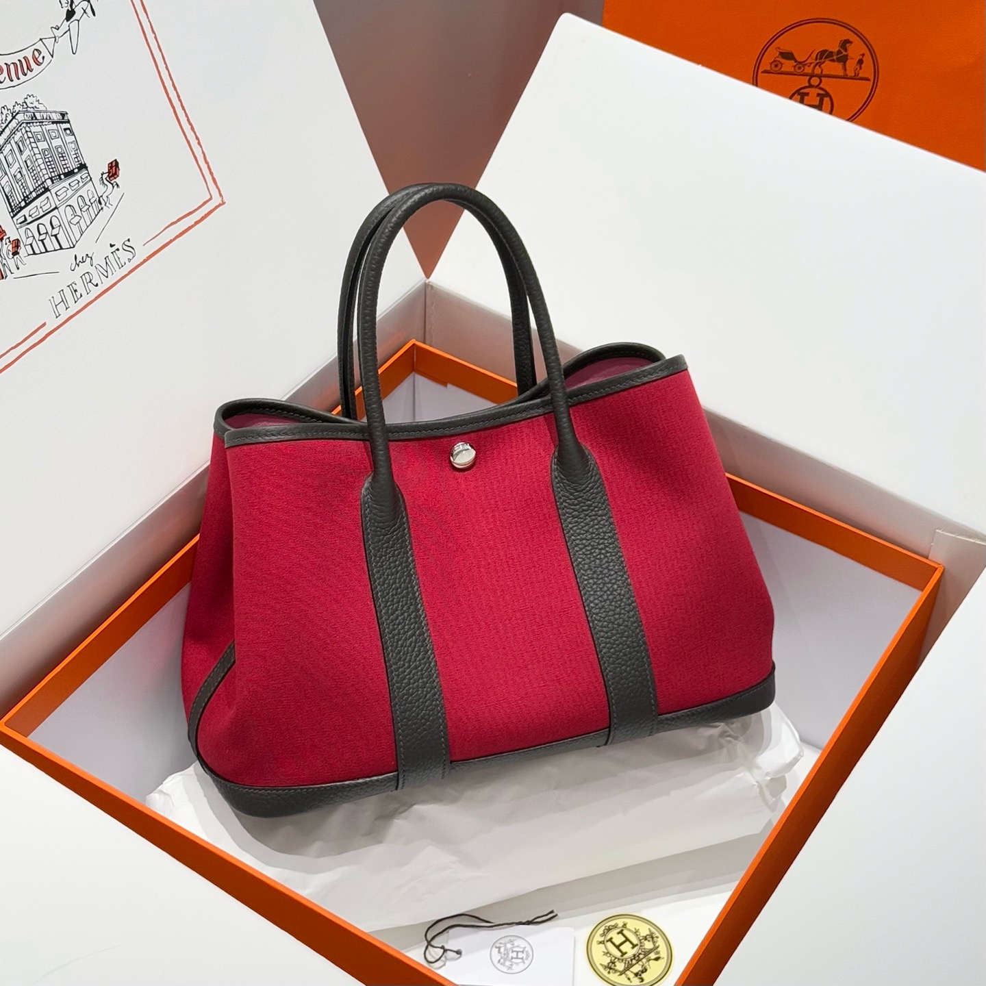 Hermes Garden Party 30cm Bag Canvas Negonda Leather