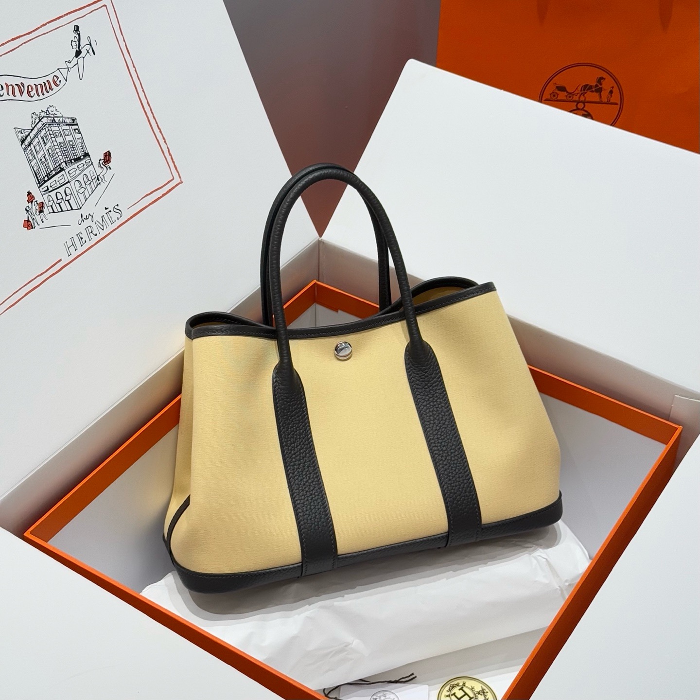 Hermes Garden Party 30cm Bag Canvas Negonda Leather