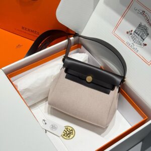Hermes Mini Herbag Bag 20cm Canvas and Calfskin Leather 03