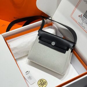 Hermes Mini Herbag Bag 20cm Canvas and Calfskin Leather 04