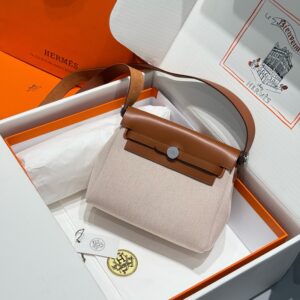 Hermes Mini Herbag Bag 20cm Canvas and Calfskin Leather 07