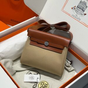 Hermes Mini Herbag Bag 20cm Canvas and Calfskin Leather 09