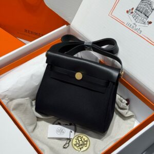 Hermes Mini Herbag Bag 20cm Canvas and Calfskin Leather 10
