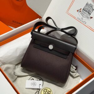 Hermes Mini Herbag Bag 20cm Canvas and Calfskin Leather 11