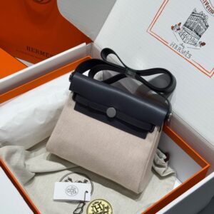Hermes Mini Herbag Bag 20cm Canvas and Calfskin Leather 16