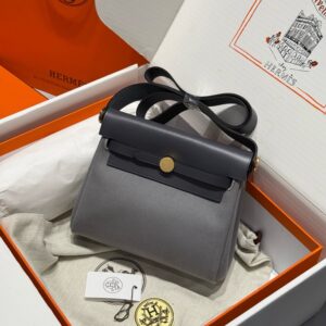Hermes Mini Herbag Bag 20cm Canvas and Calfskin Leather 18