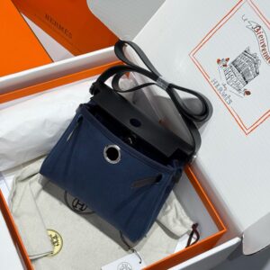 Hermes Mini Herbag Bag 20cm Canvas and Calfskin Leather 20