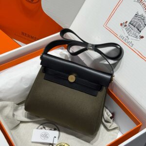 Hermes Mini Herbag Bag 20cm Canvas and Calfskin Leather 25