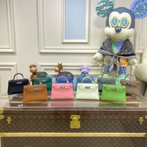 Hermes Mini Kelly II Bag 19cm Original Calfskin Leather Silver 01