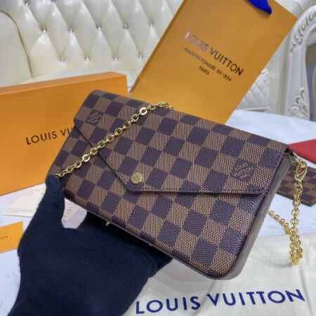 Top Quality LV Félicie Pochette Brown Grid