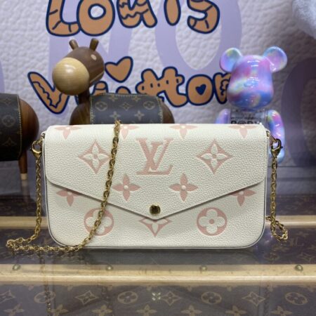 Top Quality LV Félicie Pochette White Pink