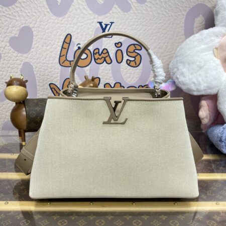 Top Quality LV Capucines Beige Silk