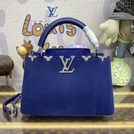 Top Quality LV Capucines Blue Velvet