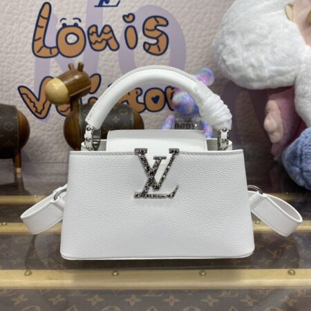 Top Quality LV Capucines East West White