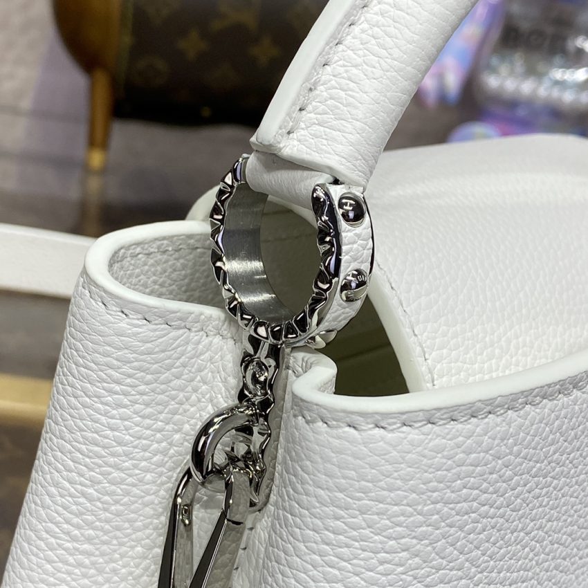 Top Quality LV Capucines East West White