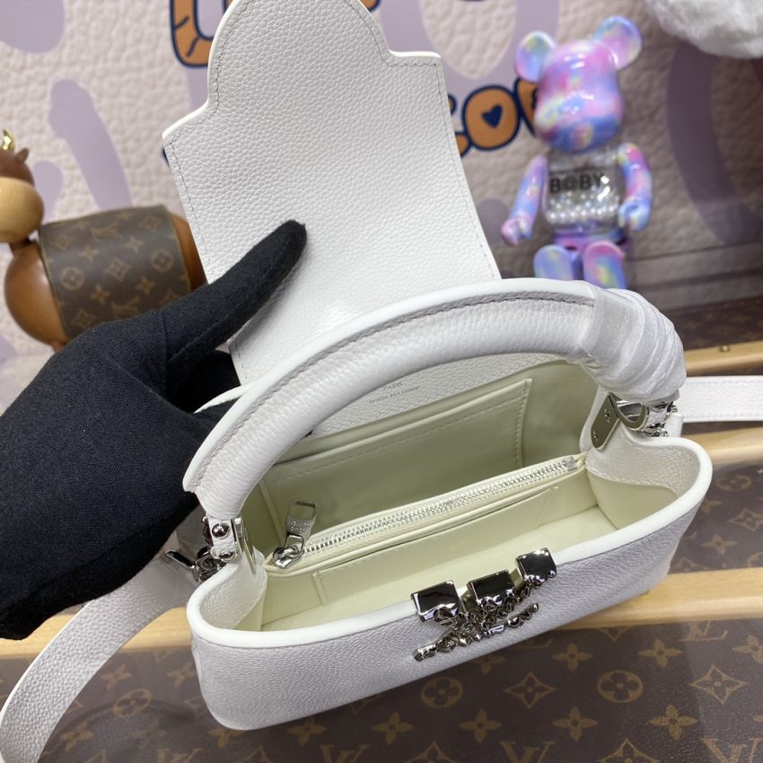 Top Quality LV Capucines East West White