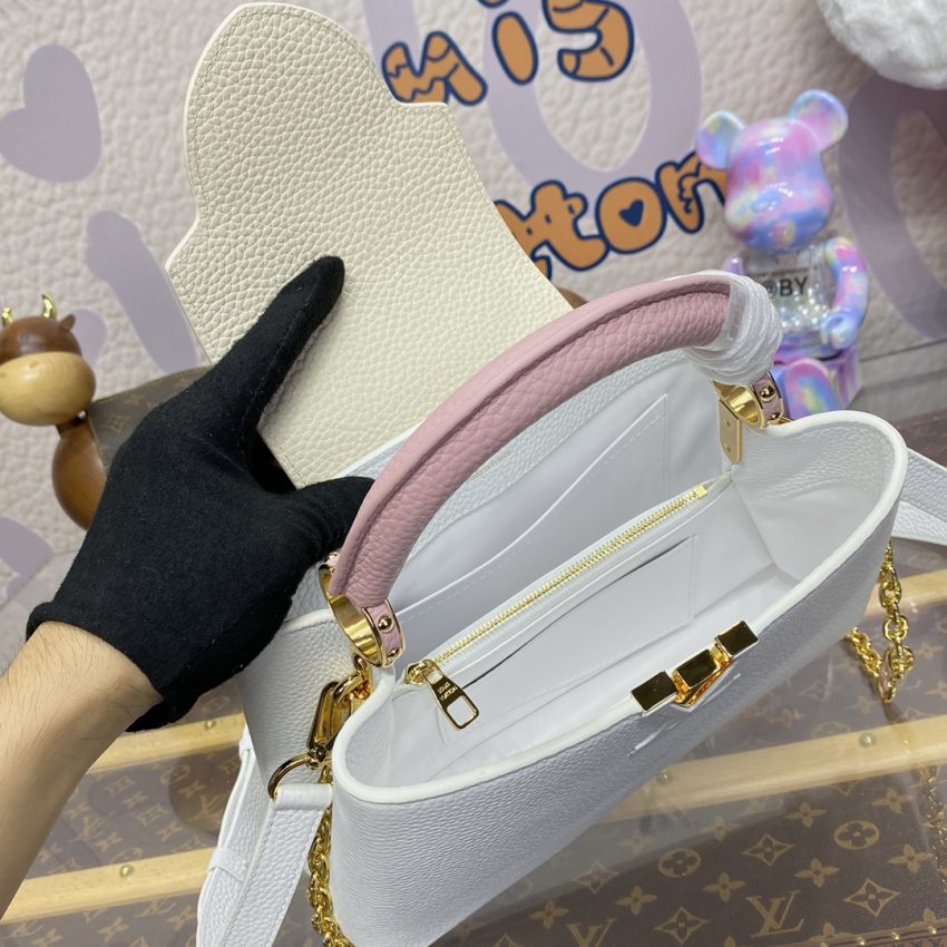 Top Quality LV Capucines White Pink