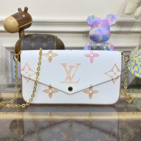 Top Quality LV Felicie Pochette White Apricot