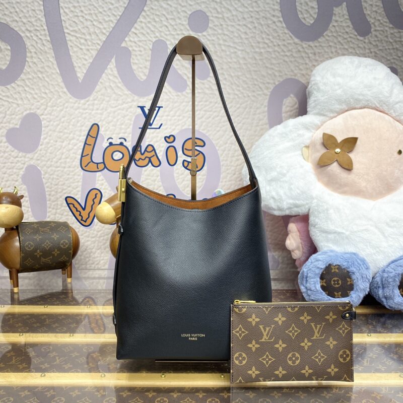 Top Quality LV Low Key Hobo Black