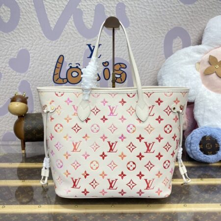 Top Quality LV Neverfull MM White Orange