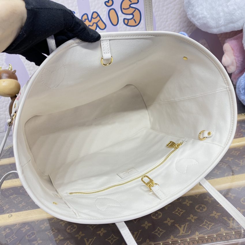 Top Quality LV Neverfull MM White Orange