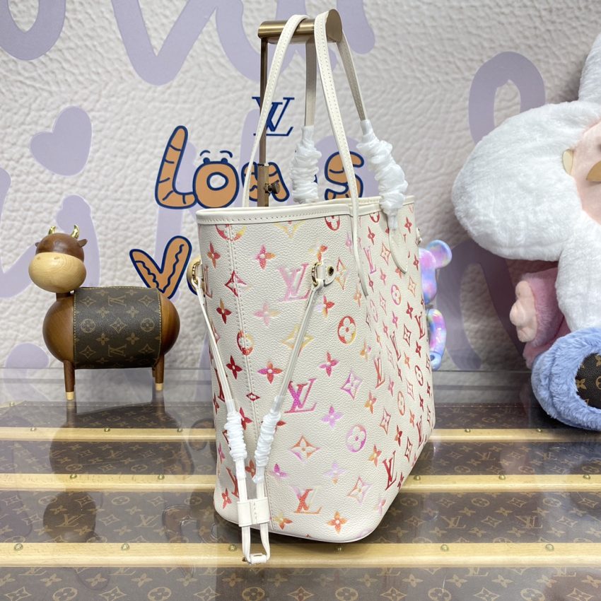 Top Quality LV Neverfull MM White Orange
