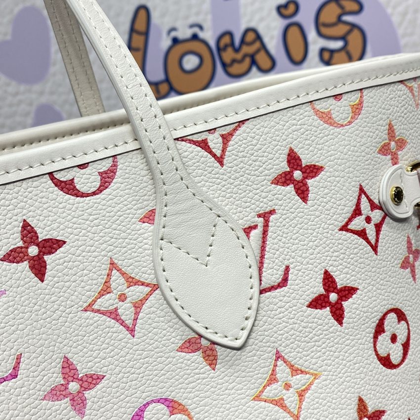 Top Quality LV Neverfull MM White Orange
